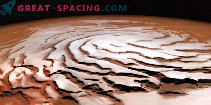 Как изглежда полярната ледена шапка на Марс?