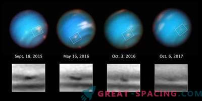 Хъбъл наблюдава странната буря на Нептун