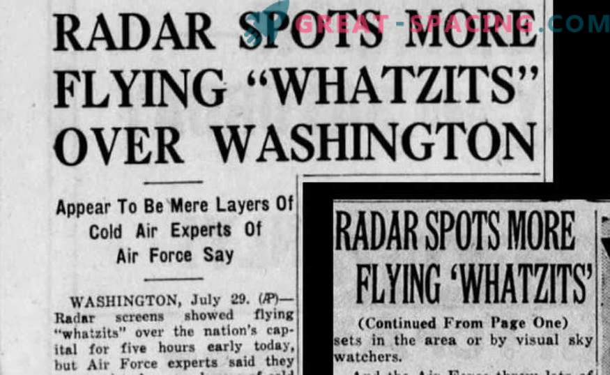 Както е описано през 1952 г. неидентифицирани обекти над Вашингтон. Вестници